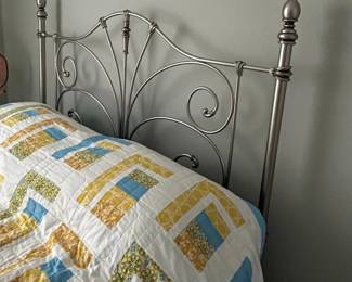 Vintage Pewter Scrollwork Metal Bed Frame second image