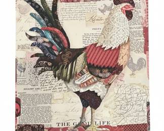 Rooster Collage Mixed Media Wall Art