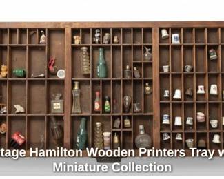Vintage Hamilton Wooden Printers Tray with Miniature Collection