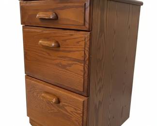 Vintage Oak ThreeDrawer Filing Cabinet