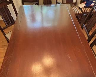 English Tudor Carved Oak Dining Set