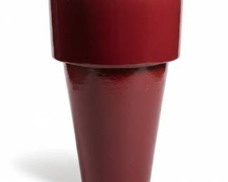 Pair of Red Glazed Ceramic Tapered Garden Planters second image