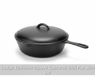Lodge .inch Square Cast Iron Grill Pan with Lid fourth image