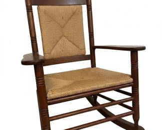 Vintage Ladder Back Rocking Chair with Rush Seat