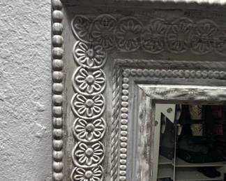 Ornate Silver Wood Framed Wall Mirror second image