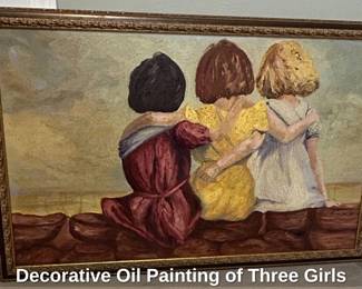 Decorative Oil Painting of Three Girls