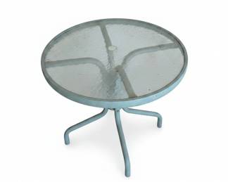 Round Metal and Glass Patio Side Table