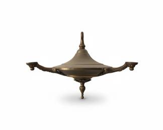 Vintage Light Art Deco Brass Pan Chandelier