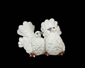 Vintage Plush Fisherman Teddy Bear and Pair of White Ceramic Doves second image