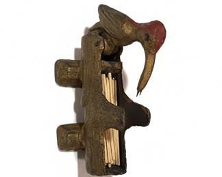 Vintage Cast Iron Woodpecker Match Dispenser