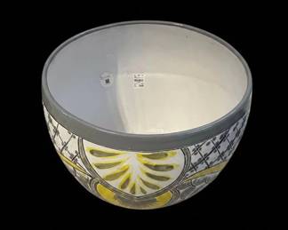 Large Decorative TalaveraStyle Ceramic Planter with Yellow Floral Motif