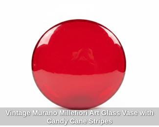 Vintage Murano Millefiori Art Glass Vase with Candy Cane Stripes third image