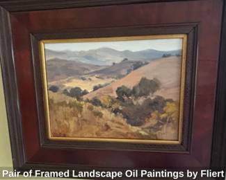 Pair of Framed Landscape Oil Paintings by Fliert second image