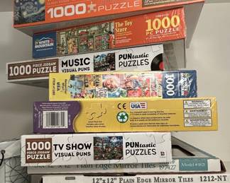 Assorted Jigsaw Puzzles and Mirror Tiles Lot
