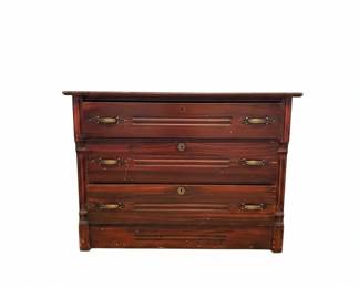 Victorian Eastlake Walnut ThreeDrawer Commode