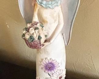 Pavilion Gift Company Elements Angel Figurine Holding Basket of Flowers