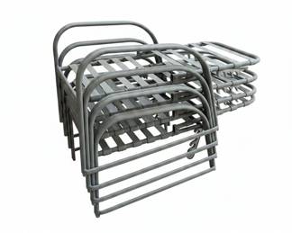 Vintage Tubular Metal Strap Patio Stacking Chairs