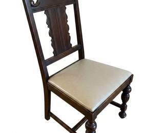 English Tudor Carved Oak Dining Set fourth image