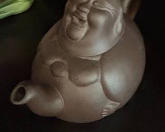 Collection of Four Vintage Decorative Teapots Kelvin Chen, Musical Frog, Yixingstyle Buddha, and Bamboo Relief second image