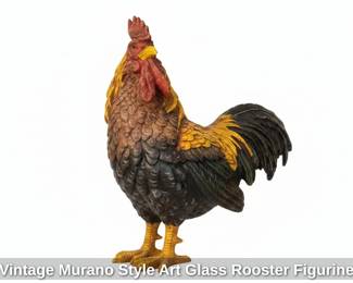 Vintage Murano Style Art Glass Rooster Figurine