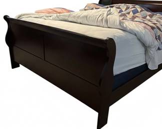 Louis Philippe Dark Wood Sleigh Bed Frame