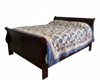 Louis Philippe Dark Wood Sleigh Bed Frame second image