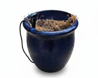 Cobalt Blue Glazed Ceramic Garden Planter