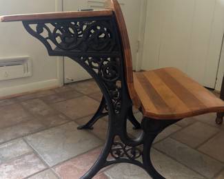 Antique School Desk with Folding Seat