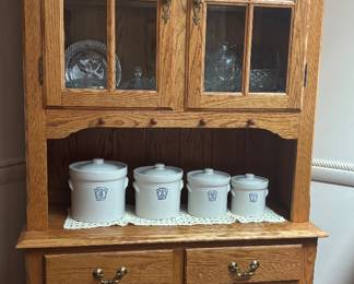 Oak Dining Hutch, Crock Style Canister Set