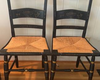 Pair of Vintage Hitchcock Style Black Chairs