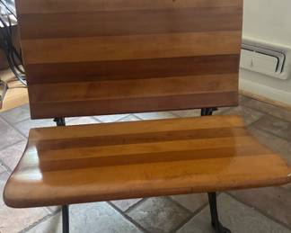 Antique School Desk with Folding Seat