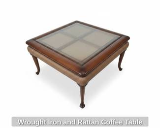 Wrought Iron and Rattan Coffee Table second image