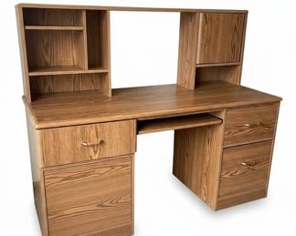 s OakFinish Laminate Computer Desk with Hutch