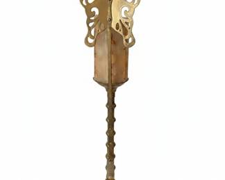 Vintage Brass Butterfly Candlestick Holder with Reflector