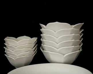 American Atelier Tranquility Ivory LeafShaped Bowls
