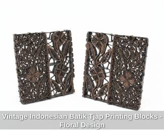 Vintage Indonesian Batik Tjap Printing Blocks Floral Design