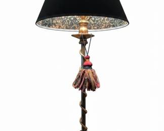 Vintage Brass Spiral Accent Table Lamp with Tassel by Frederick Cooper