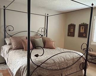 HandForged Wrought Iron Canopy Bed with Leaf Finials