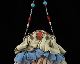 Mary Frances Beaded and Fabric Ruffle Handbag