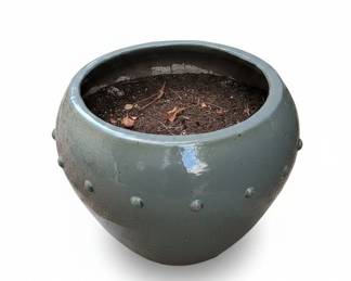 Glazed Ceramic Studded Round Garden Planter