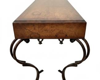 Wrought Iron Console Table with Map Top