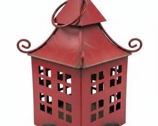 Vintage Red Metal Pagoda Lantern