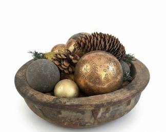 Rustic Decorative Pedestal Bowl with Fillers