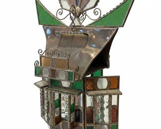 Vintage Moroccan Stained Glass Lantern second image