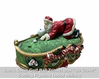 Santa Claus Golf Ball Trinket Box So Close Golfing Figurine Decor Holiday fifth image