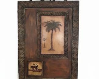 Tropical Jungle Motif Decorative Wall Plaque with Monkey and Elephant second image