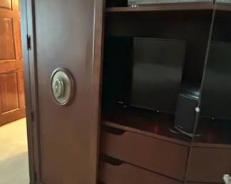 Traditional Dark Wood Media Entertainment Armoire with Oval Medallions second image