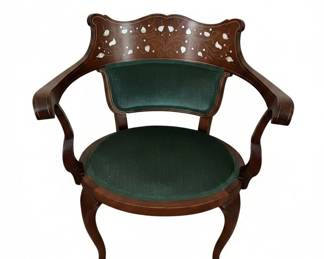 Victorian Style Parlor Chair with MotherofPearl Inlay