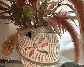 Decorative Dragonfly Motif Ceramic Vase