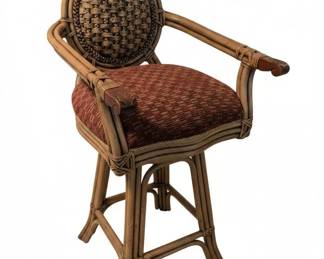 Vintage Alexander Sheridan Rattan Swivel Bar Stool